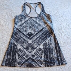 Lululemon Women's Black and White Patterned Tank Top